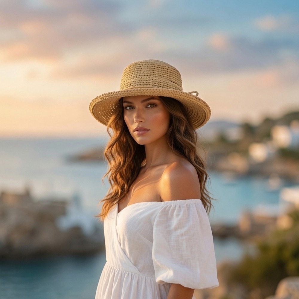 Scala Studio Tan Woven Straw Sun Hat with Side Bow Detail One Size Women